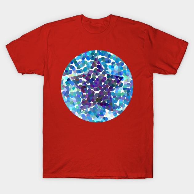 Dark Blue Dotty Star T-Shirt by ellenhenryart